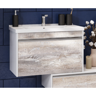 Тумба с раковиной АКВАТОН Капри 80 подвесная, бетон пайн