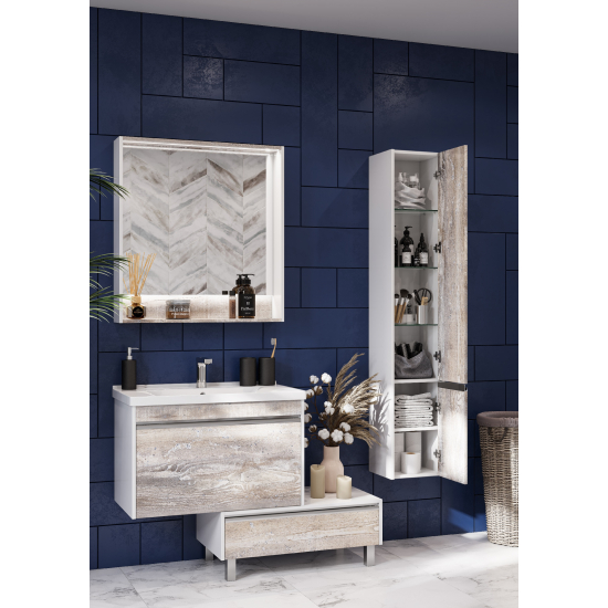 Тумба с раковиной АКВАТОН Капри 80 подвесная, бетон пайн