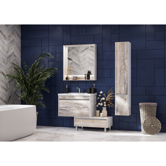 Тумба с раковиной АКВАТОН Капри 80 подвесная, бетон пайн