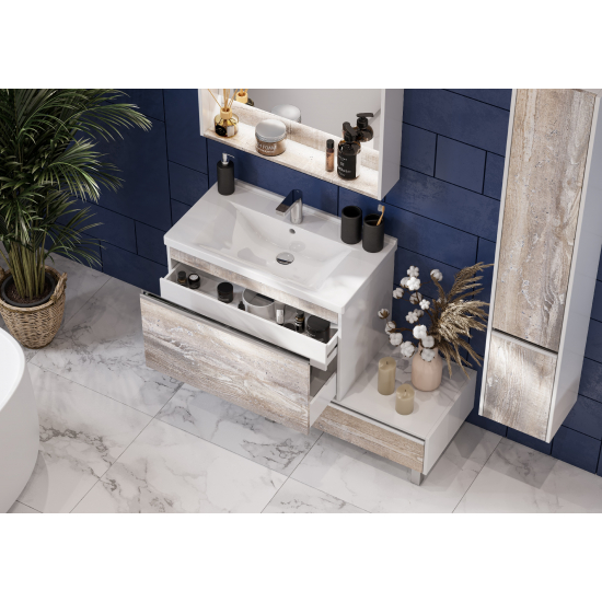 Тумба с раковиной АКВАТОН Капри 80 подвесная, бетон пайн