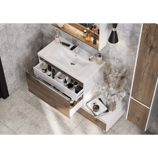 Тумба с раковиной АКВАТОН Капри 80 таксония темная, подвесная