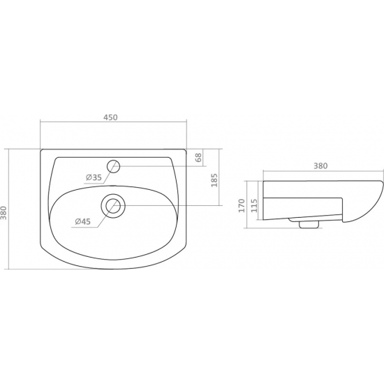 Тумба с раковиной АКВАТОН Колибри 45 белая