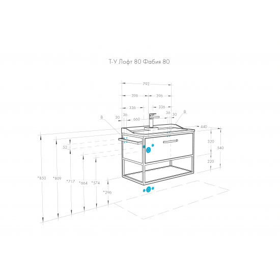 Тумба с раковиной АКВАТОН Лофт Фабрик 80 дуб эндгрейн