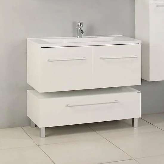 Тумба с раковиной АКВАТОН Мадрид 100 белая с 2 ящиками
