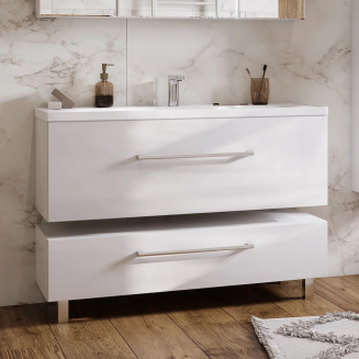 Тумба с раковиной АКВАТОН Мадрид 120 М белая с 1 ящиком 