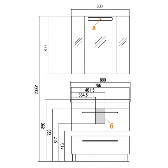 Тумба с раковиной АКВАТОН Мадрид 80 белая с ящиком