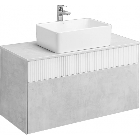 Тумба с раковиной АКВАТОН Марбл 100 слэйт, белая матовая, раковина 732700B000