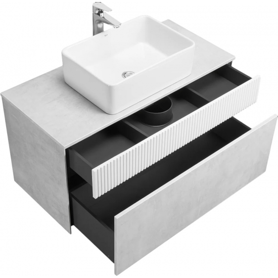 Тумба с раковиной АКВАТОН Марбл 100 слэйт, белая матовая, раковина 732700B000