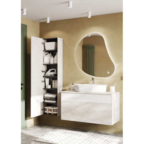 Тумба с раковиной АКВАТОН Марбл 100 слэйт, белая матовая, раковина 732700B000