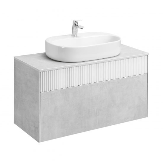 Тумба с раковиной АКВАТОН Марбл 100 слэйт, белая матовая, раковина 732700B000