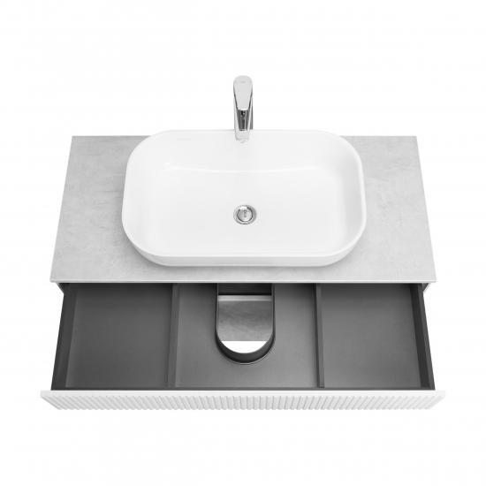 Тумба с раковиной АКВАТОН Марбл 100 слэйт, белая матовая, раковина 732700B000