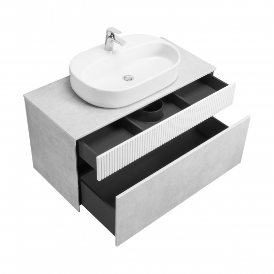 Тумба с раковиной АКВАТОН Марбл 100 слэйт, белая матовая, раковина 732700B000