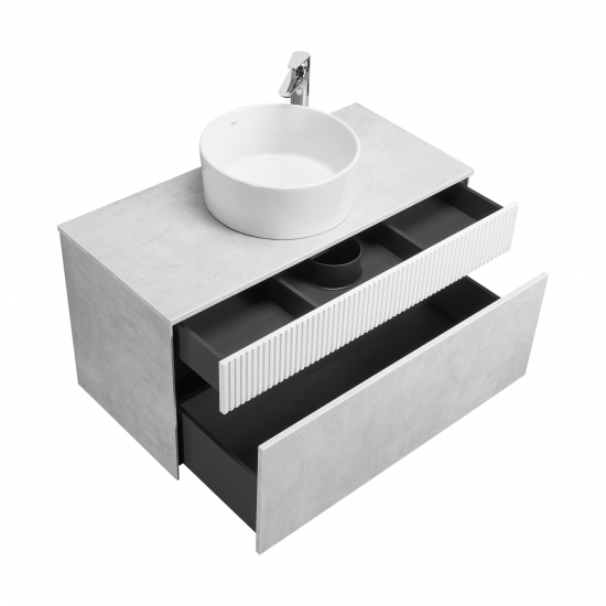 Тумба с раковиной АКВАТОН Марбл 100 слэйт, белая матовая, раковина 732700B000