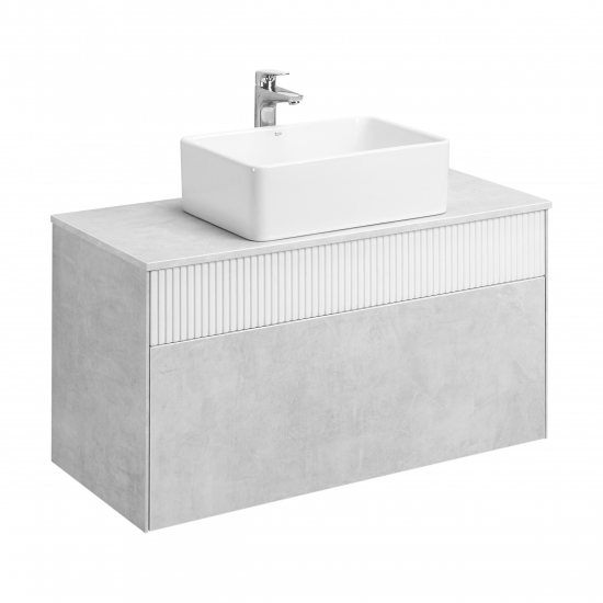 Тумба с раковиной АКВАТОН Марбл 100 слэйт, белая матовая, раковина 732700B000