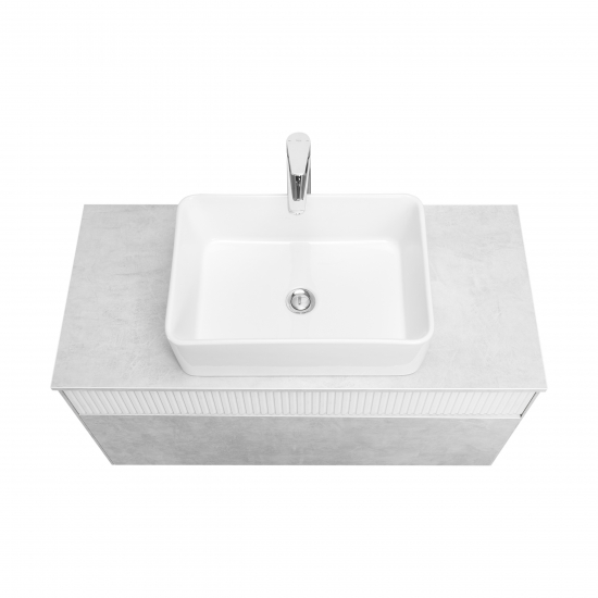 Тумба с раковиной АКВАТОН Марбл 100 слэйт, белая матовая, раковина 732700B000
