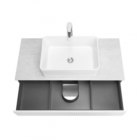 Тумба с раковиной АКВАТОН Марбл 100 слэйт, белая матовая, раковина 732700B000