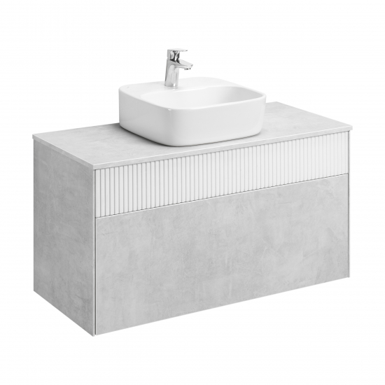 Тумба с раковиной АКВАТОН Марбл 100 слэйт, белая матовая, раковина 732700B000