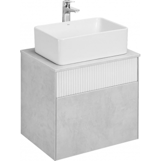 Тумба с раковиной АКВАТОН Марбл 60 слэйт, белая матовая, раковина 1WH501709