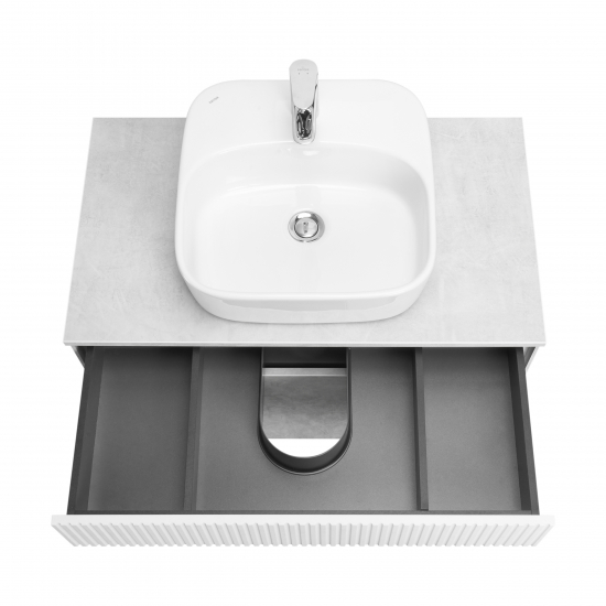 Тумба с раковиной АКВАТОН Марбл 80 слэйт, белая матовая, раковина 1WH501709