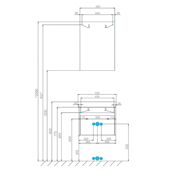 Тумба с раковиной АКВАТОН Марти 55 ясень шимо