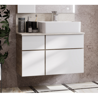Тумба с раковиной АКВАТОН Мишель 80 дуб эндгрейн, раковина AQUATON Mila 35