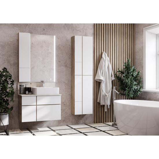 Тумба с раковиной АКВАТОН Мишель 80 дуб эндгрейн, раковина AQUATON Mila 35