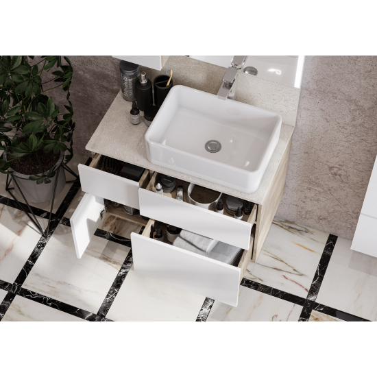 Тумба с раковиной АКВАТОН Мишель 80 дуб эндгрейн, раковина AQUATON Mila 35