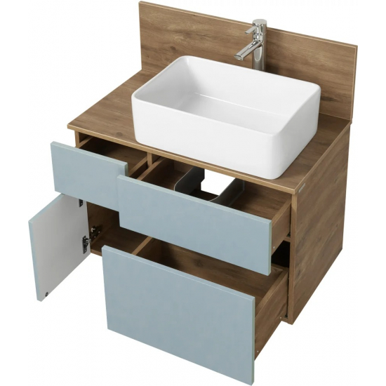 Тумба с раковиной АКВАТОН Мишель 80 дуб рустикальный, раковина AQUATON Mila 35