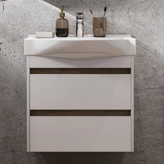 Тумба с раковиной АКВАТОН Нортон 65, подвесная. белый глянец