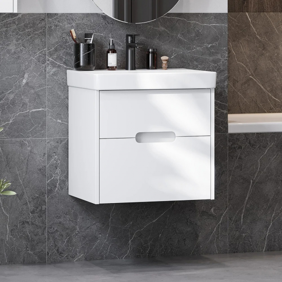 Тумба с раковиной АКВАТОН Оливия 55 белая матовая