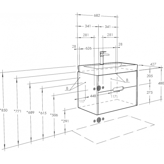 Тумба с раковиной АКВАТОН Оливия 70, грей/дуб ойстер