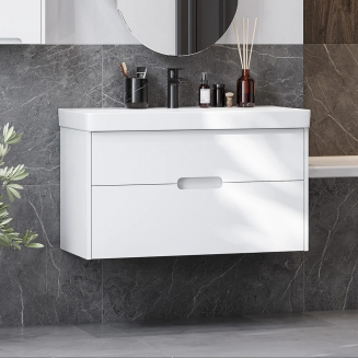 Тумба с раковиной АКВАТОН Оливия 90 белая матовая