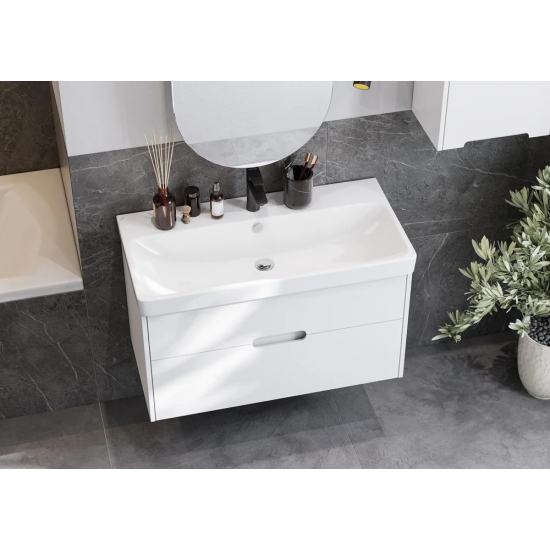 Тумба с раковиной АКВАТОН Оливия 90 белая матовая