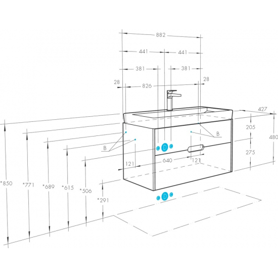 Тумба с раковиной АКВАТОН Оливия 90 белая матовая