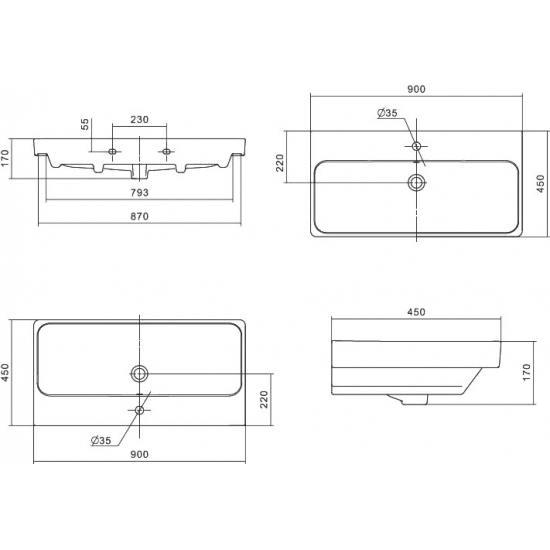 Тумба с раковиной АКВАТОН Оливия 90 белая матовая