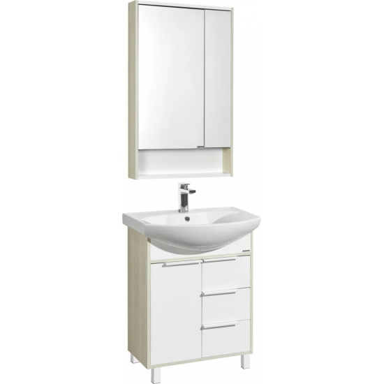 Тумба с раковиной АКВАТОН Рико 65 белая, ясень фабрик