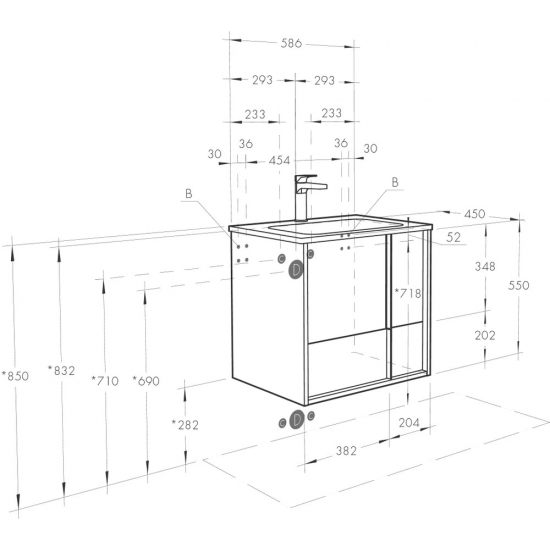 Тумба с раковиной АКВАТОН Ривьера 60 с раковиной Victoria-N