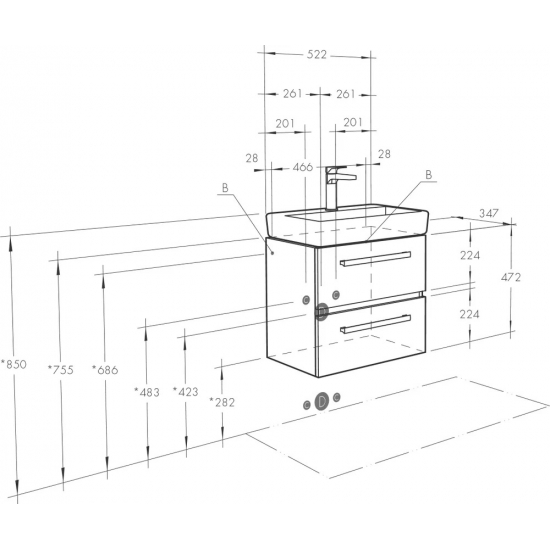 Тумба с раковиной АКВАТОН Ронда Pro 55 мини дуб соммерсет