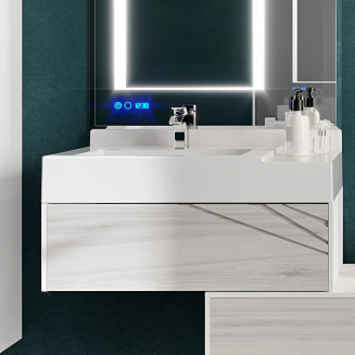 Тумба с раковиной АКВАТОН Сакура 80 L, ольха наварра, белая