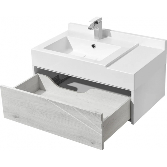 Тумба с раковиной АКВАТОН Сакура 80 L, ольха наварра, белая