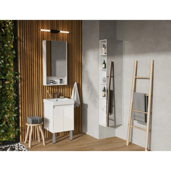 Тумба с раковиной АКВАТОН Сканди 45 белая глянцевая, белая матовая