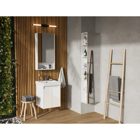 Тумба с раковиной АКВАТОН Сканди 45 белая глянцевая, белая матовая