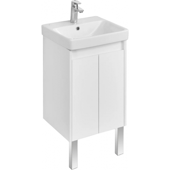 Тумба с раковиной АКВАТОН Сканди 45 белая глянцевая, белая матовая