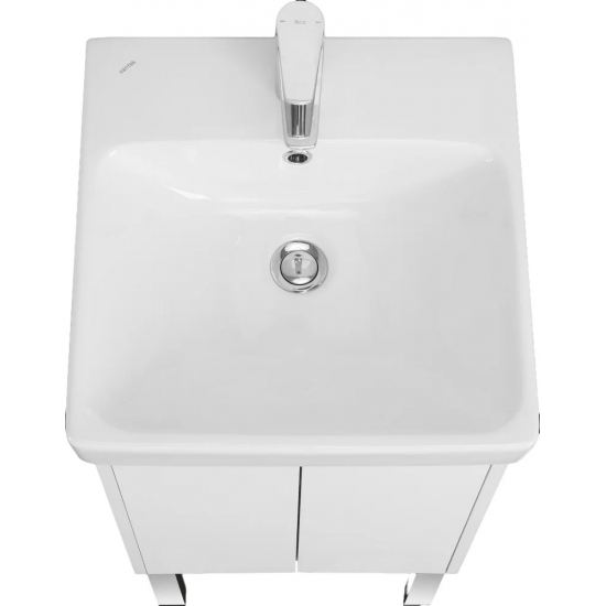 Тумба с раковиной АКВАТОН Сканди 45 белая глянцевая, белая матовая