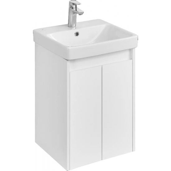 Тумба с раковиной АКВАТОН Сканди 45 белая глянцевая, белая матовая