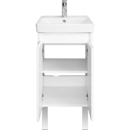 Тумба с раковиной АКВАТОН Сканди 45 белая глянцевая, белая матовая