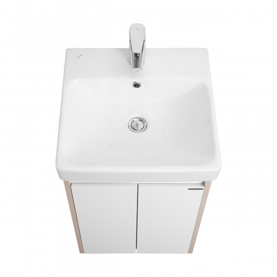 Тумба с раковиной АКВАТОН Сканди 45 белая глянцевая, дуб верона