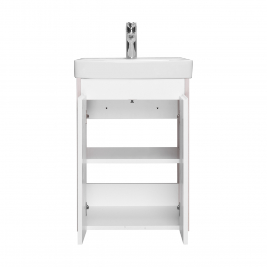 Тумба с раковиной АКВАТОН Сканди 45 белая глянцевая, дуб верона