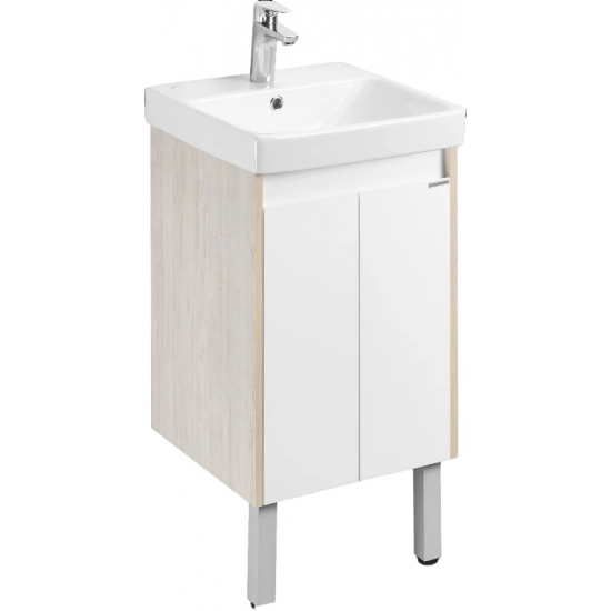 Тумба с раковиной АКВАТОН Сканди 45 белая глянцевая, дуб верона