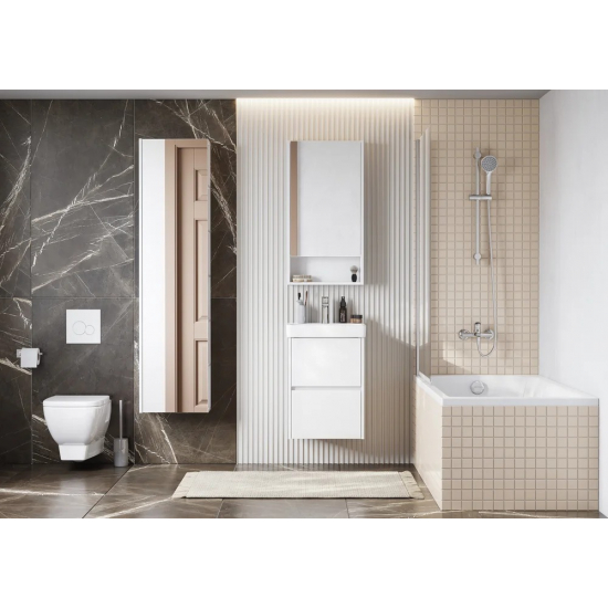 Тумба с раковиной АКВАТОН Сканди 45 белый глянец, белый матовый